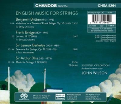 Sinfonia Of London John Wilson - English Music For Strings