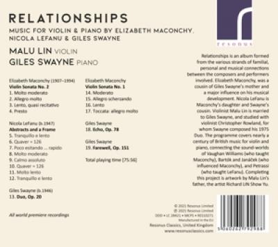 Malu Lin Giles Swayne - Relationships Music For Violin And